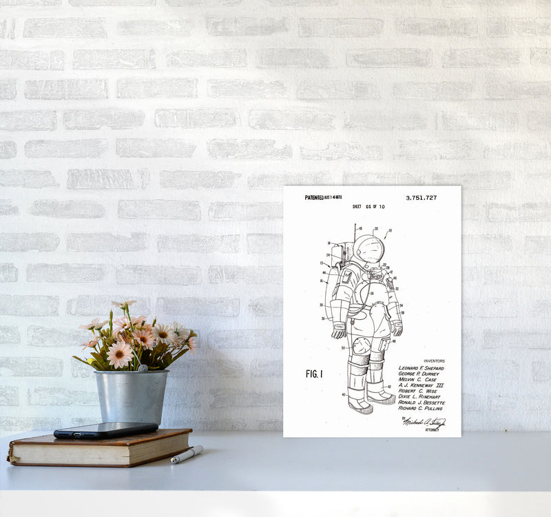Spacesuit Patent Art Print by Jason Stanley A3 Black Frame