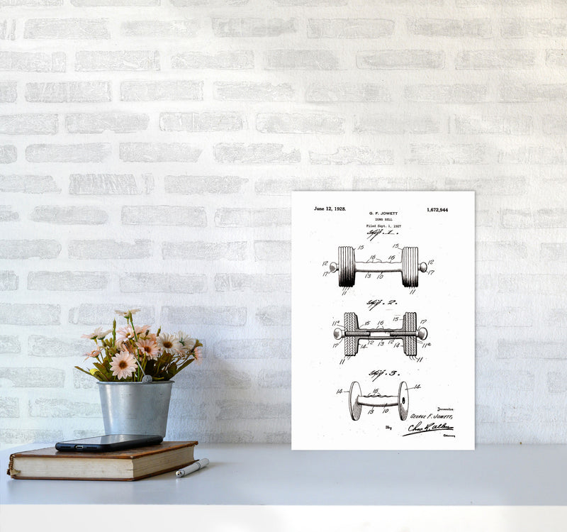 Dumb Bell Patent Art Print by Jason Stanley A3 Black Frame