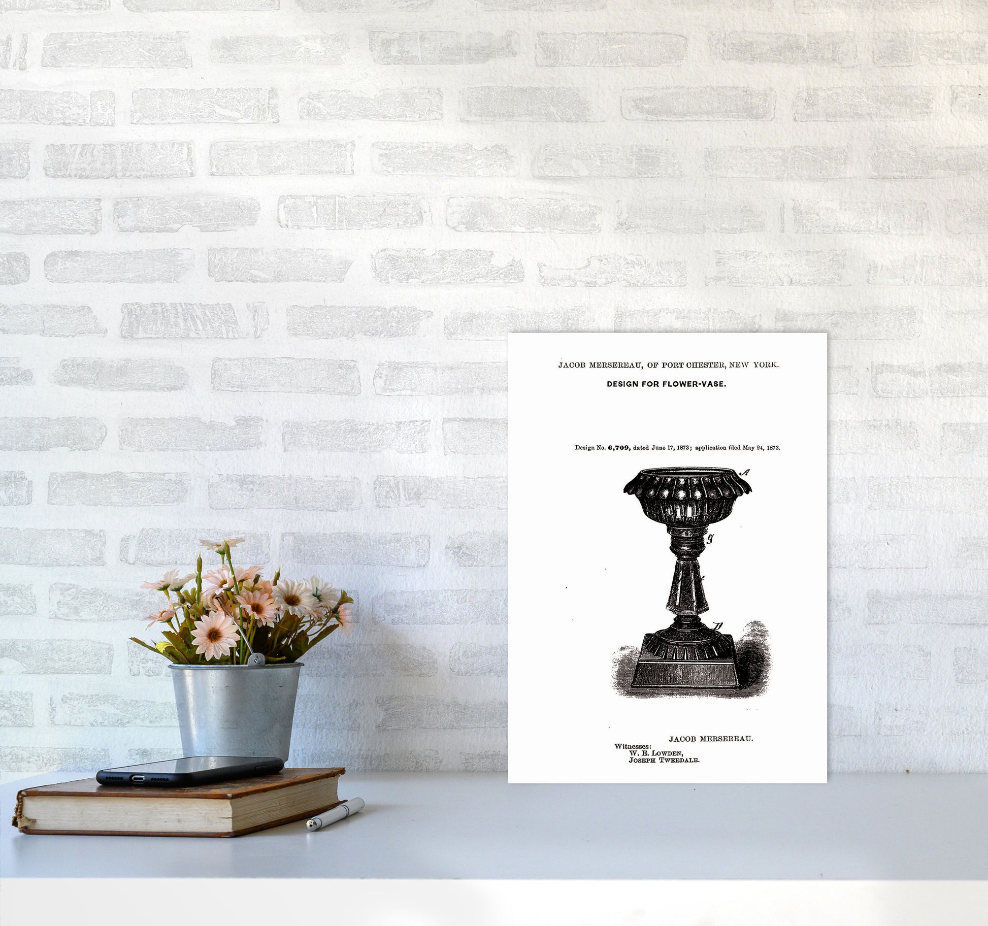 Flower Vase Patent Art Print by Jason Stanley A3 Black Frame