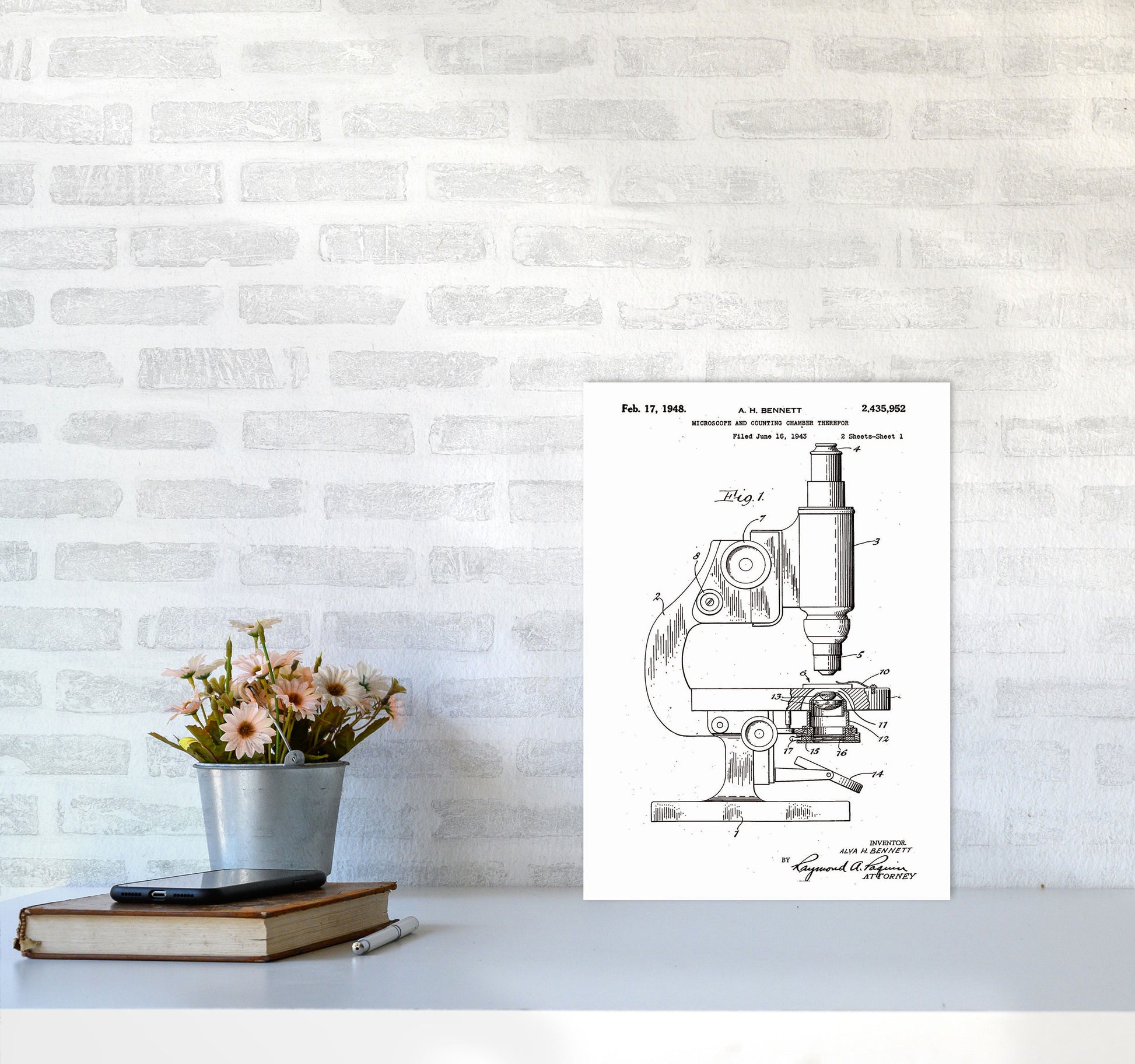 Microscope Patent Art Print by Jason Stanley A3 Black Frame