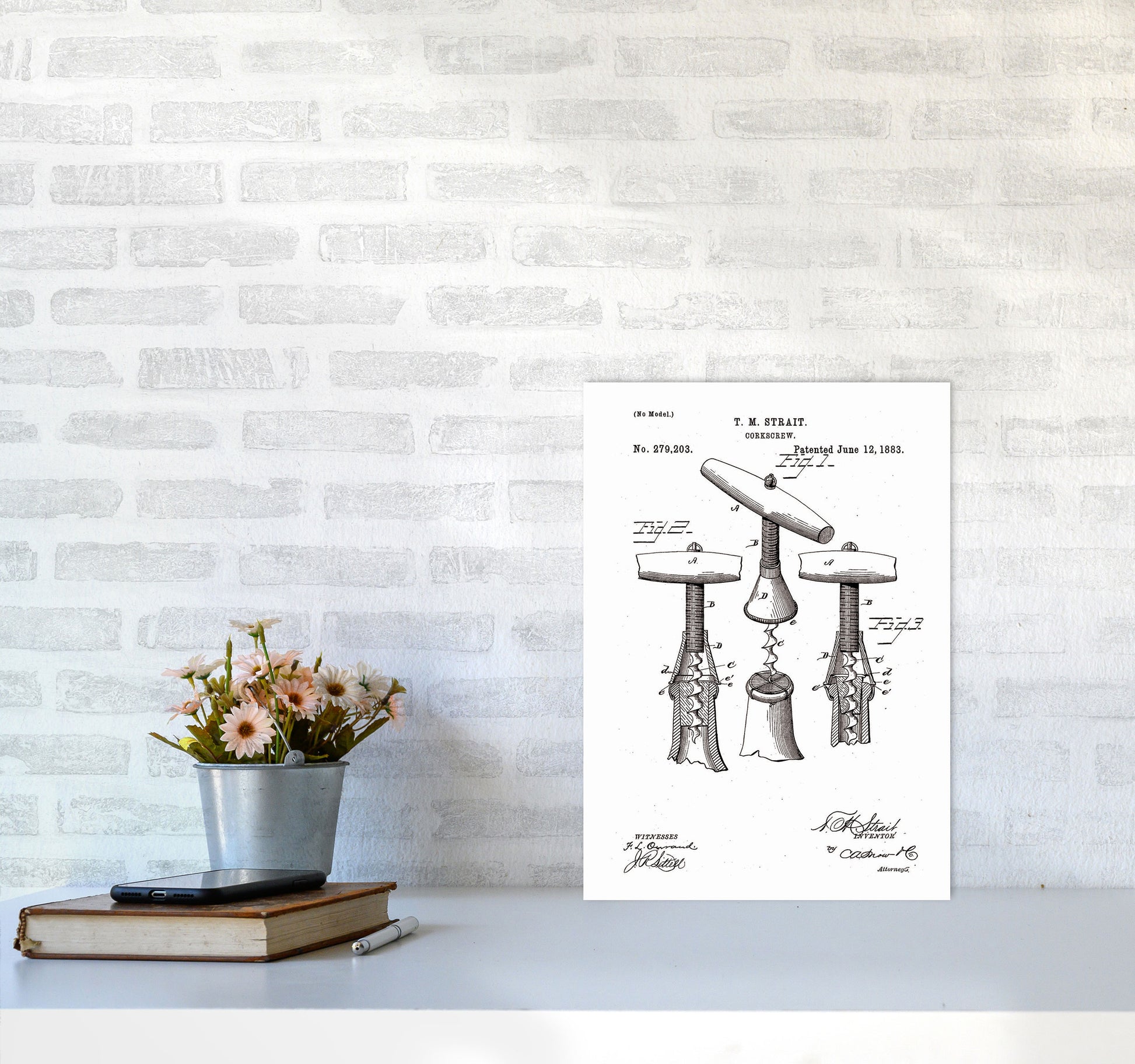 Corkscrew Patent Art Print by Jason Stanley A3 Black Frame