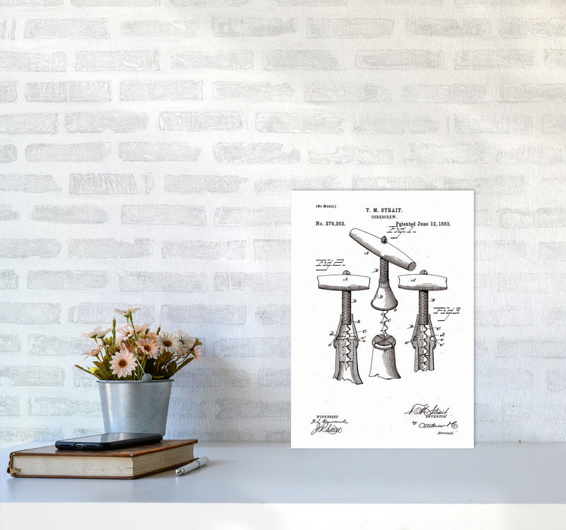 Corkscrew Patent Art Print by Jason Stanley A3 Black Frame