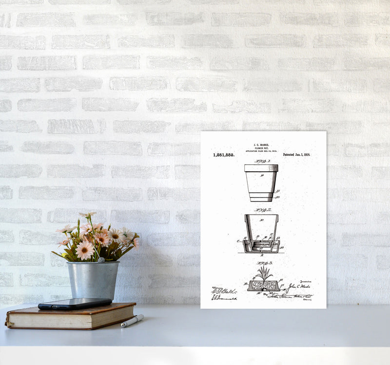 Flower Pot Patent Art Print by Jason Stanley A3 Black Frame