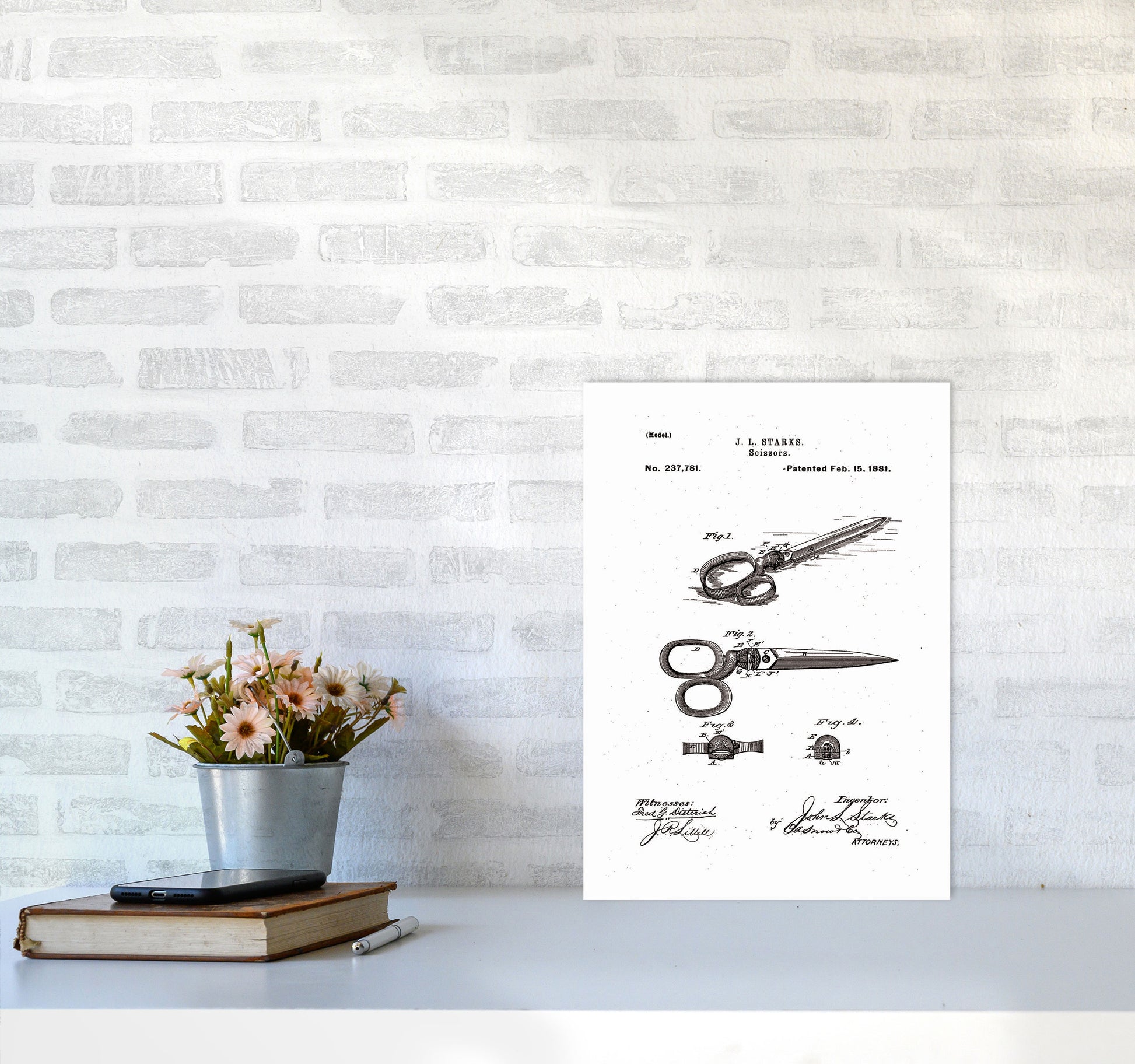Scissors Patent Art Print by Jason Stanley A3 Black Frame