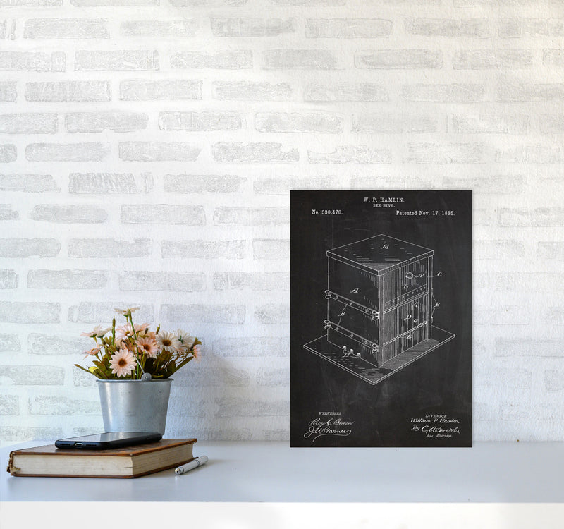 Bee Hive Patent Art Print by Jason Stanley A3 Black Frame