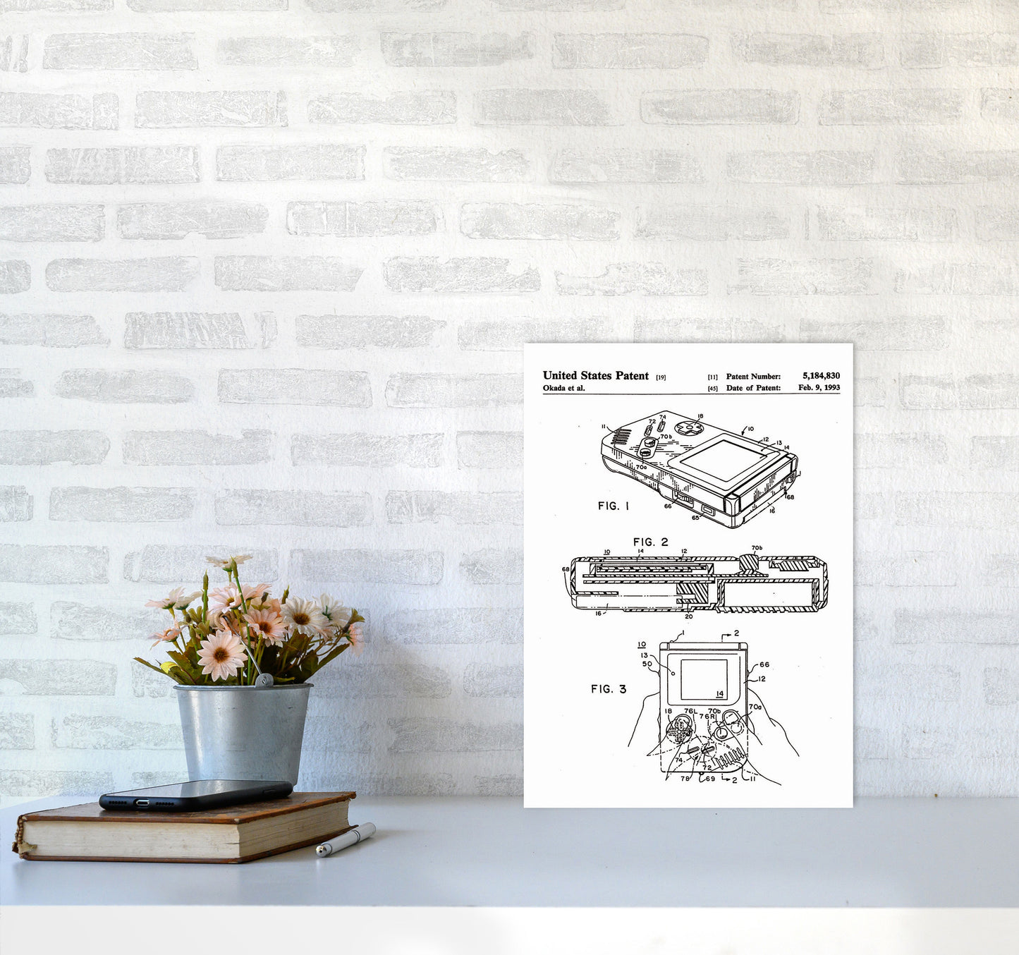 Gameboy Patent Art Print by Jason Stanley A3 Black Frame