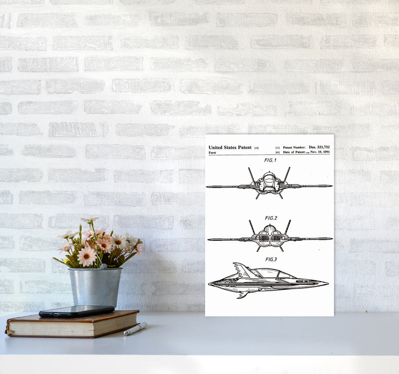 Batwing Patent Art Print by Jason Stanley A3 Black Frame