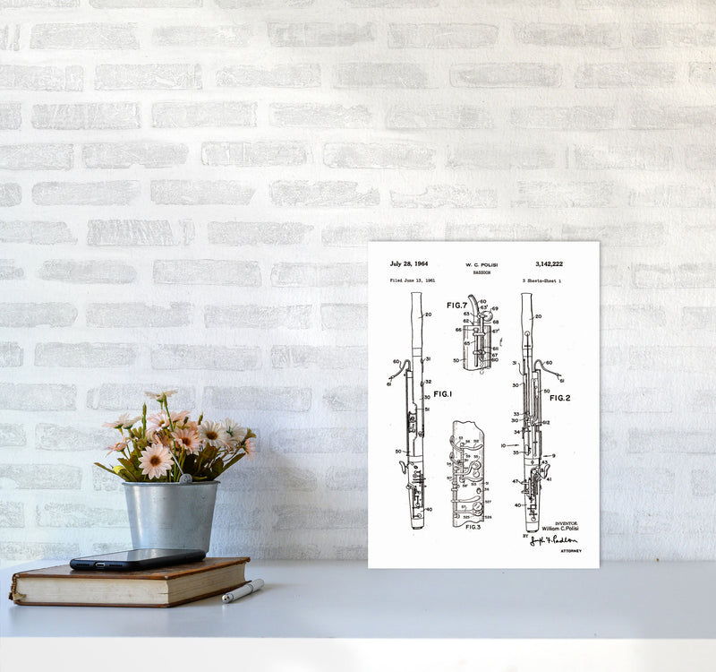 Bassoon Patent Art Print by Jason Stanley A3 Black Frame