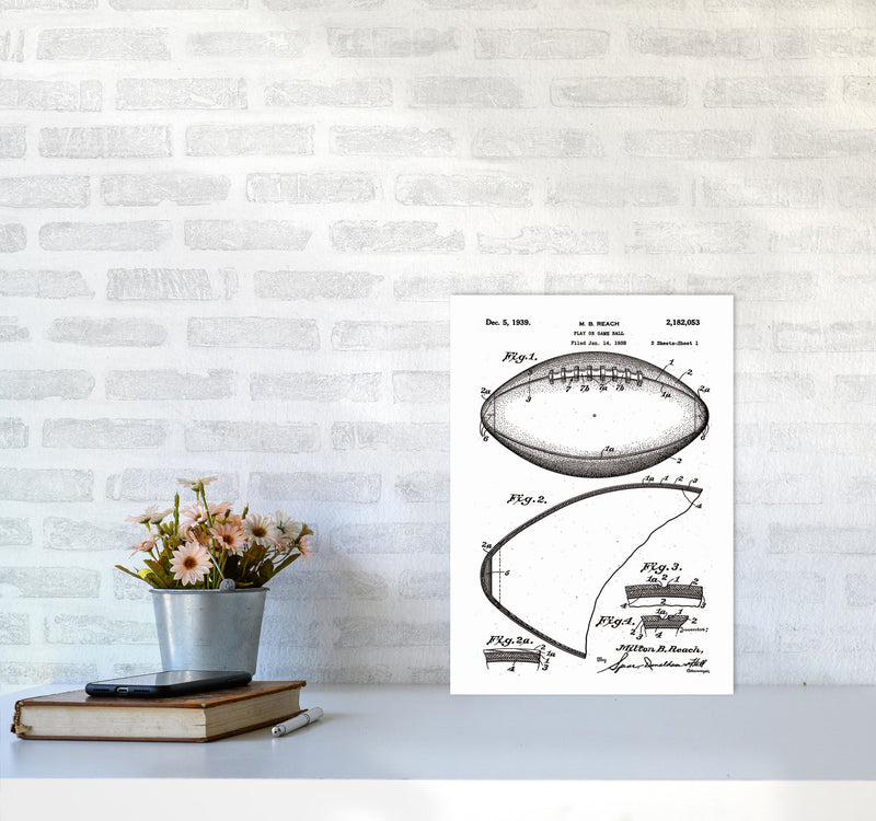 Football Patent Art Print by Jason Stanley A3 Black Frame