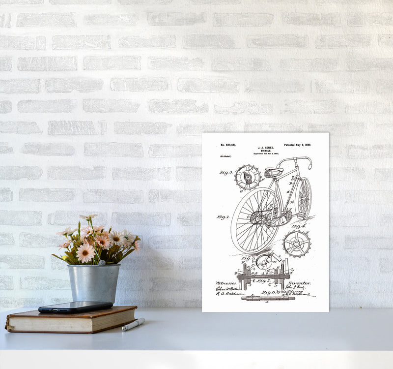 Bicycle Patent Art Print by Jason Stanley A3 Black Frame