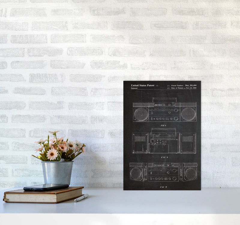 Boombox Patent Art Print by Jason Stanley A3 Black Frame