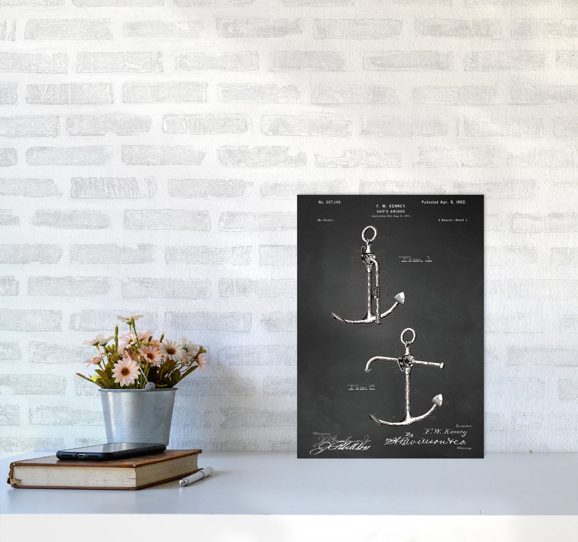 Anchor Patent 1 Art Print by Jason Stanley A3 Black Frame