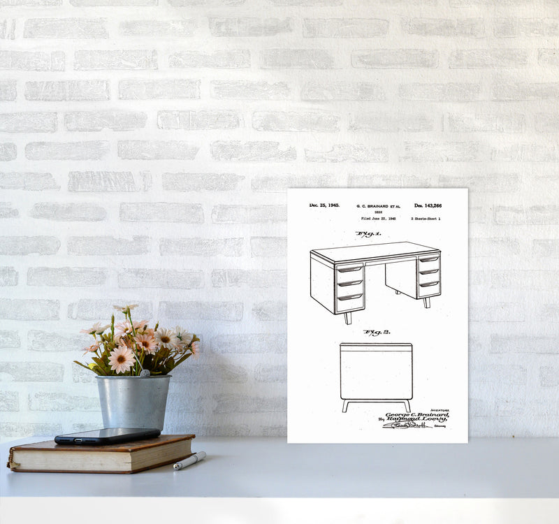 Desk Patent Art Print by Jason Stanley A3 Black Frame