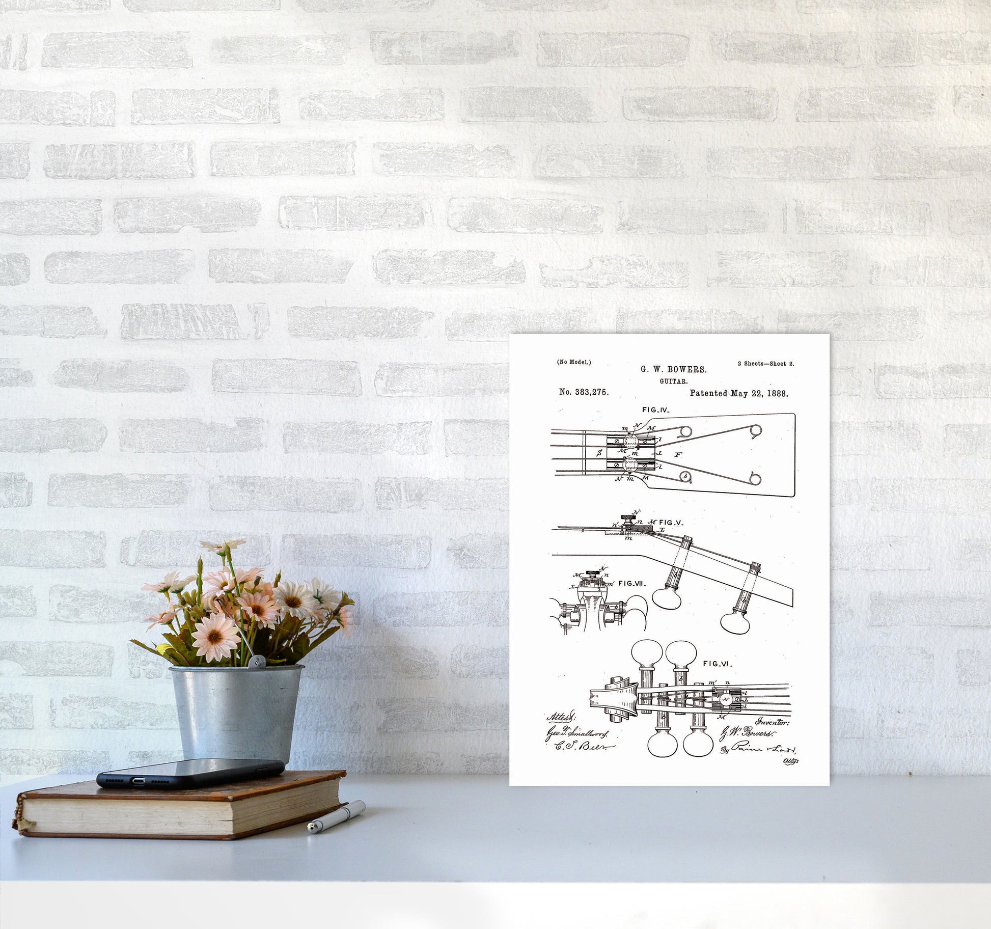 Guitar Patent Art Print by Jason Stanley A3 Black Frame
