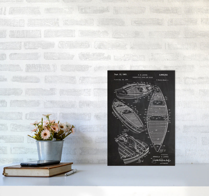 Canoe Patent Art Print by Jason Stanley A3 Black Frame