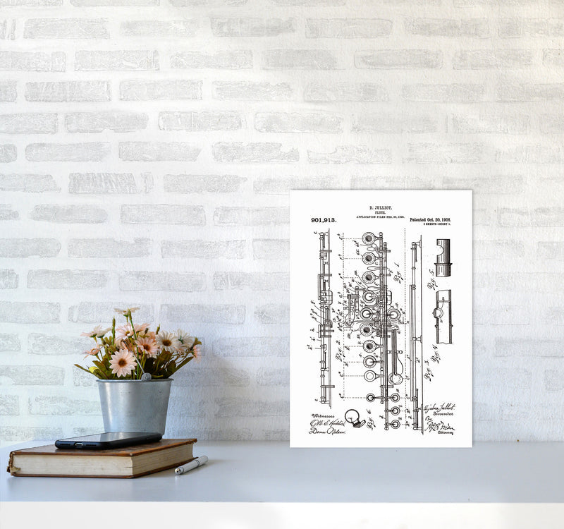 Flute Patent Art Print by Jason Stanley A3 Black Frame