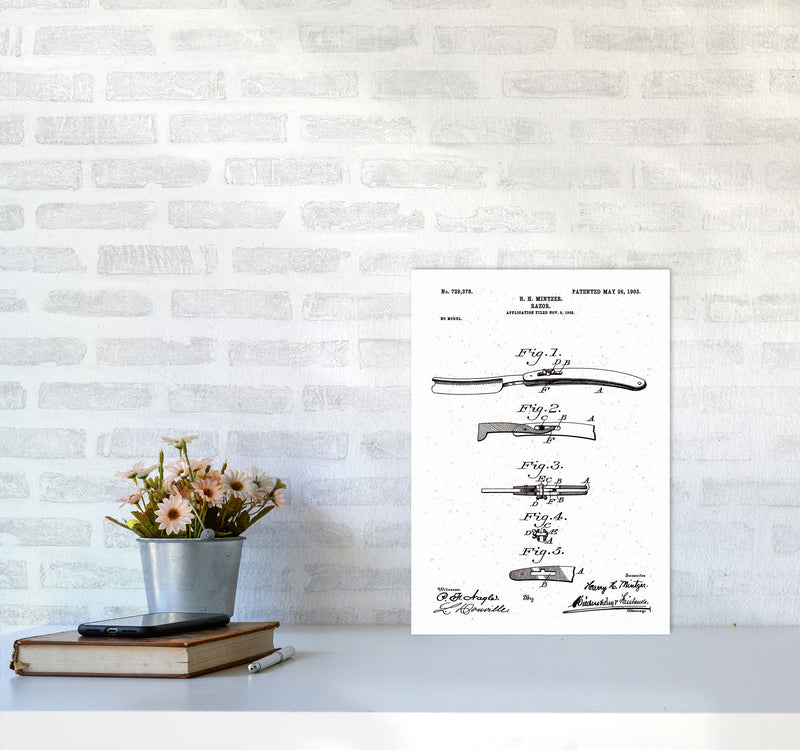 Razor Patent Art Print by Jason Stanley A3 Black Frame