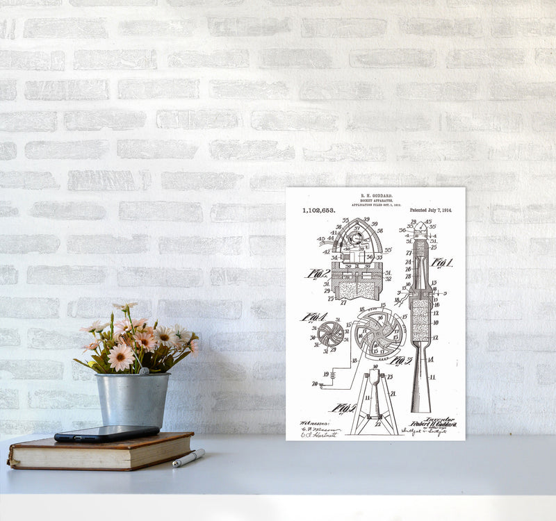 Rocket Patent Art Print by Jason Stanley A3 Black Frame
