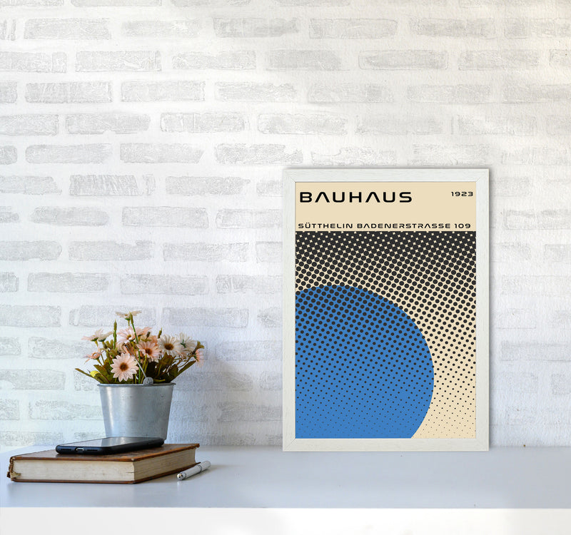 Bauhaus Geometric Blue Vibe II Art Print by Jason Stanley A3 Oak Frame