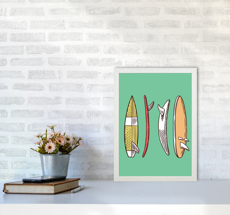 Vintage Surfboard Collection Art Print by Jason Stanley A3 Oak Frame