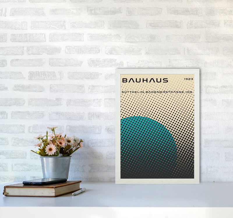 Bauhaus Geometric Teal Vibe Art Print by Jason Stanley A3 Oak Frame