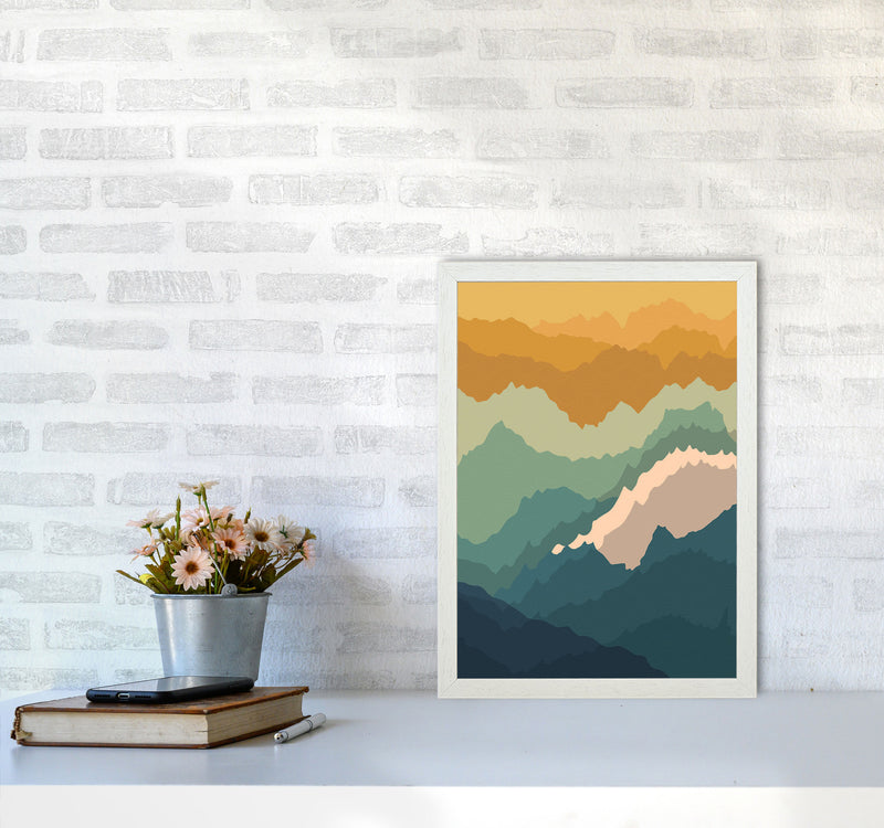Japanese Mountain Topography Art Print by Jason Stanley A3 Oak Frame