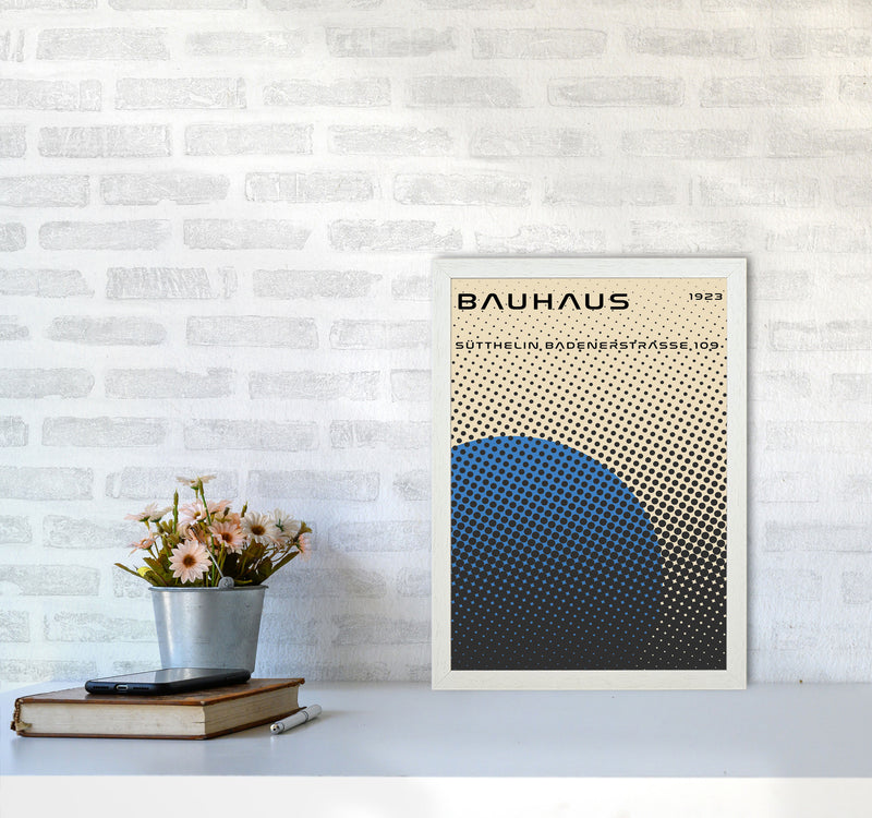 Bauhaus Geometric Blue Vibe Art Print by Jason Stanley A3 Oak Frame
