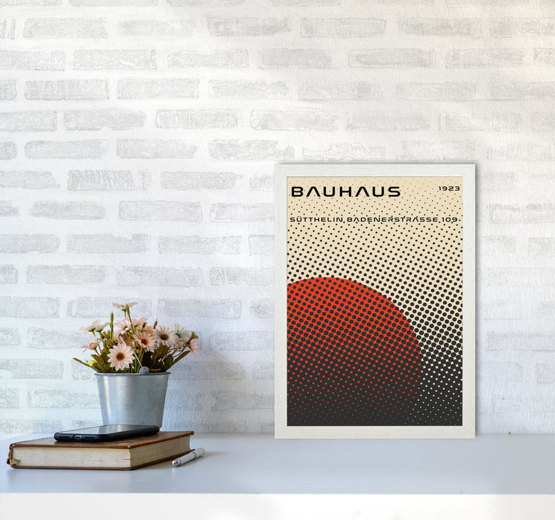 Bauhaus Geometric Red Vibe Art Print by Jason Stanley A3 Oak Frame
