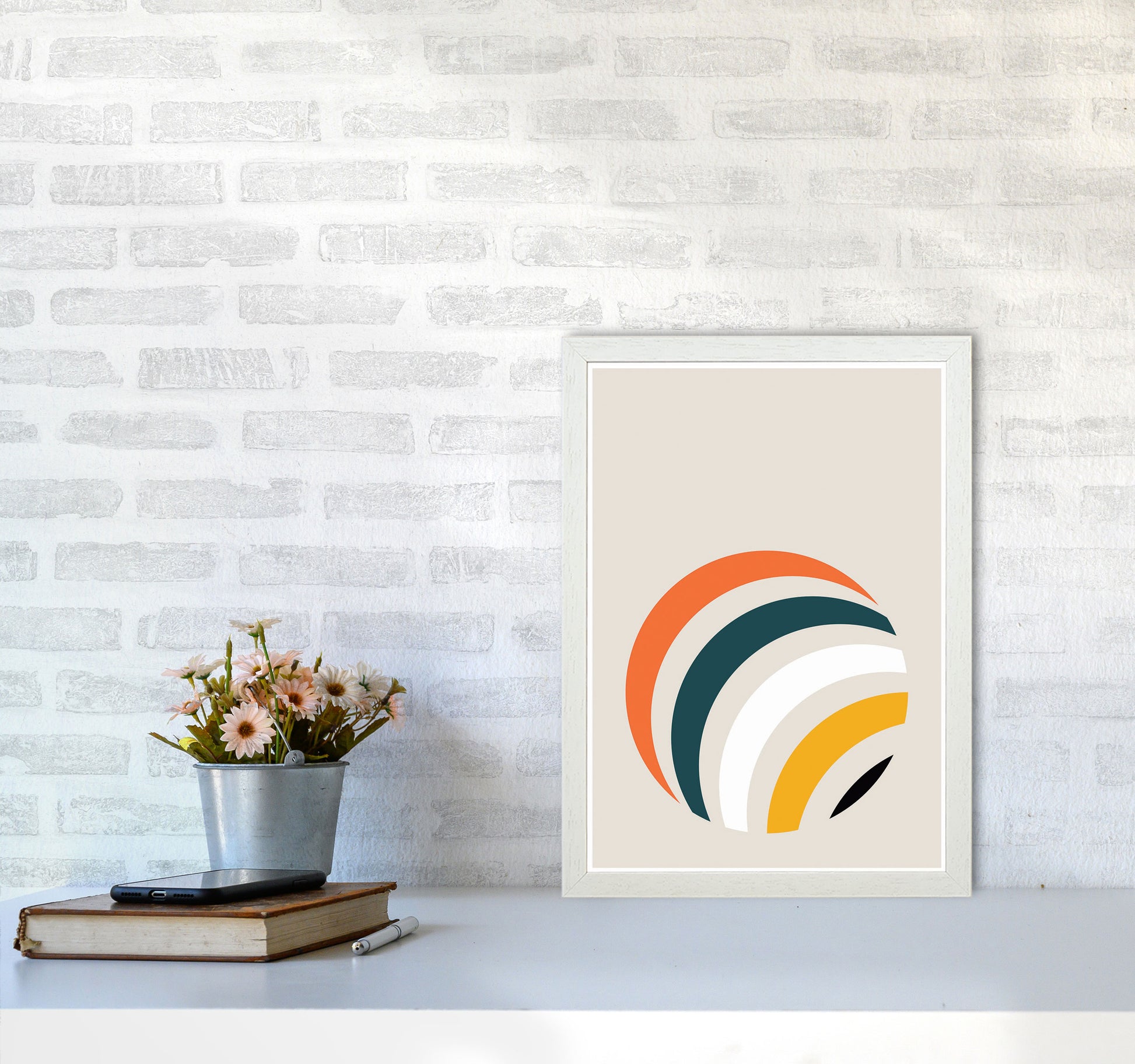Retro Geometric Circle 1 Art Print by Jason Stanley A3 Oak Frame