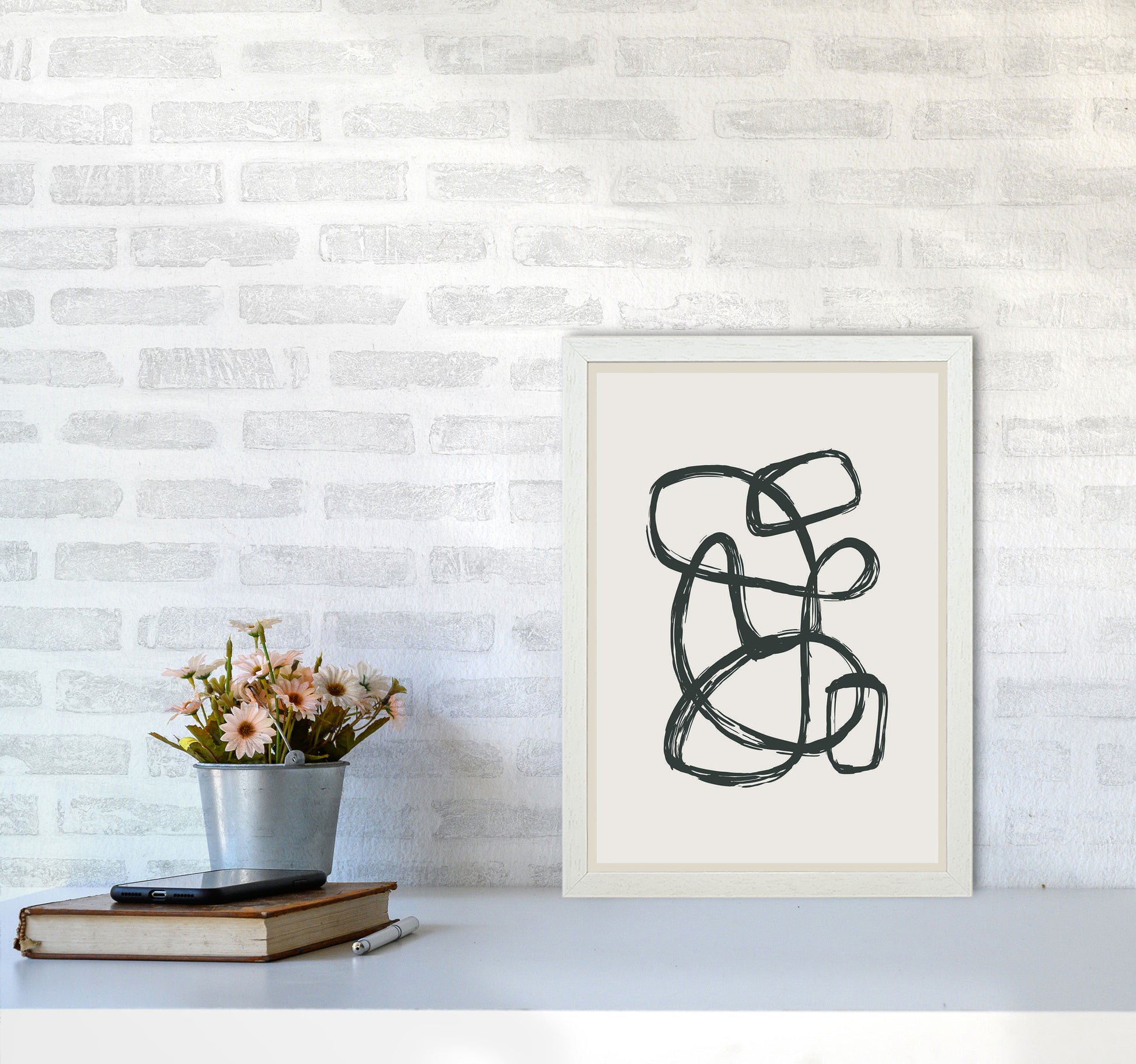 Modern Abstract Shapes 1 Art Print by Jason Stanley A3 Oak Frame