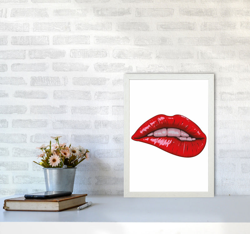 When She Bites Her Lip Art Print by Jason Stanley A3 Oak Frame