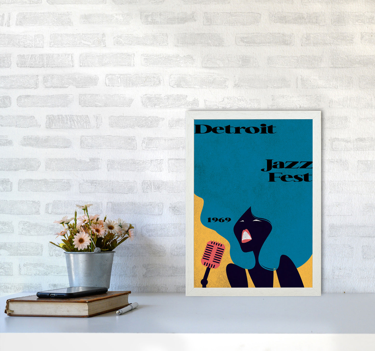 Detroit Jazz Fest 1969 Art Print by Jason Stanley A3 Oak Frame