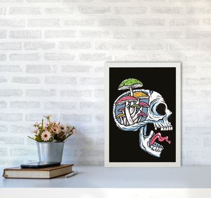 Head Full Of Mushrooms Art Print by Jason Stanley A3 Oak Frame