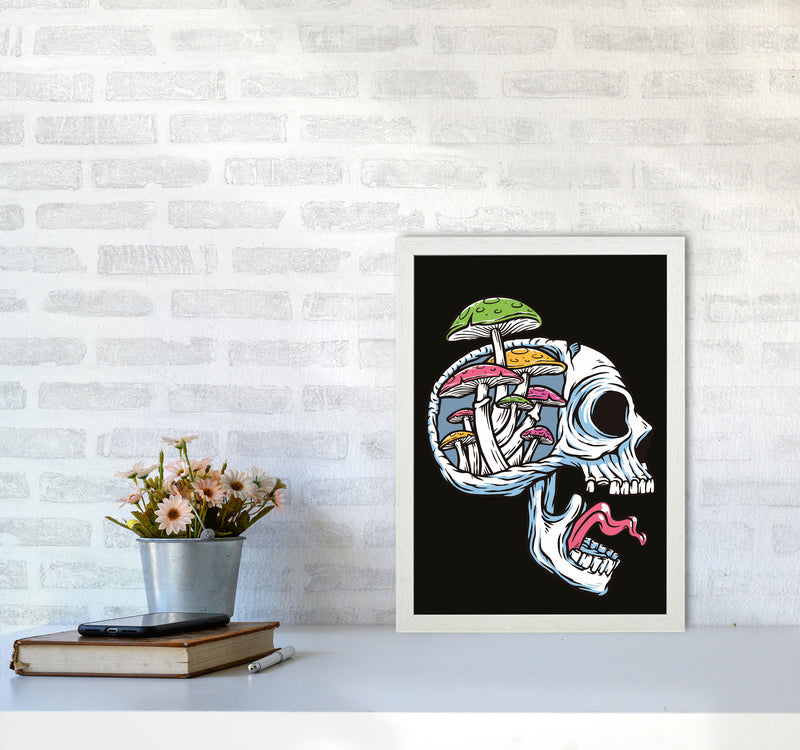 Head Full Of Mushrooms Art Print by Jason Stanley A3 Oak Frame