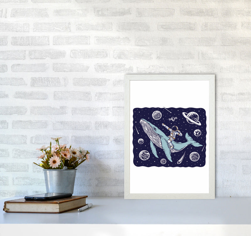 Galactic Whale Rider Art Print by Jason Stanley A3 Oak Frame