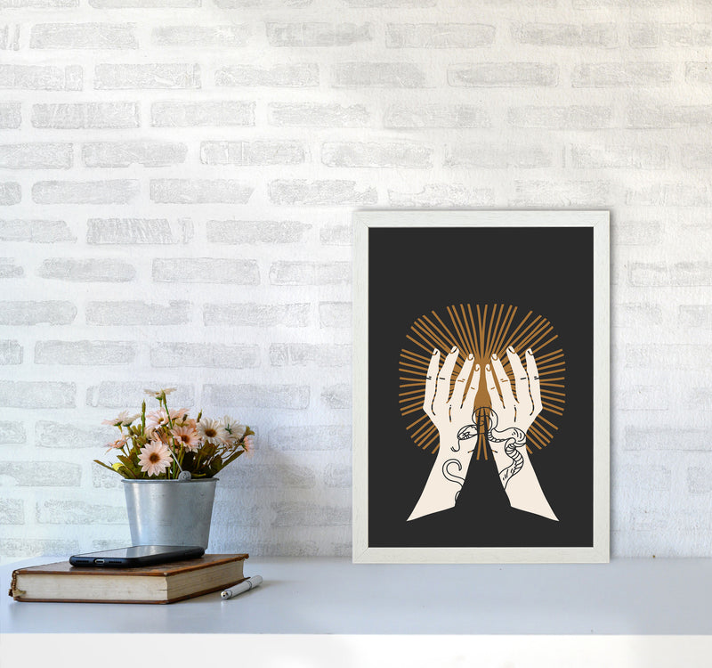 Hand Drawn Spiritual Art Print by Jason Stanley A3 Oak Frame