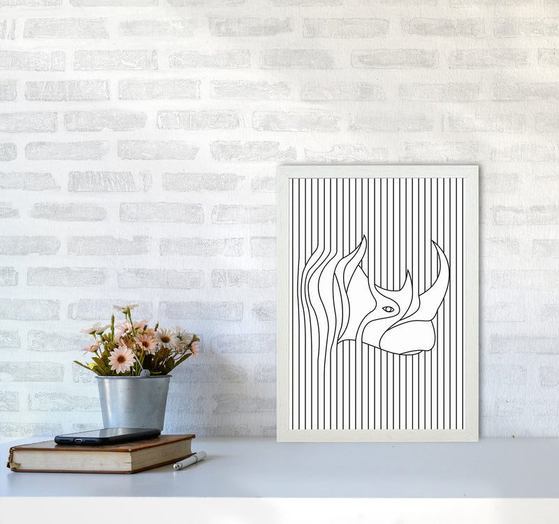 Line Drawing Rhino Art Print by Jason Stanley A3 Oak Frame