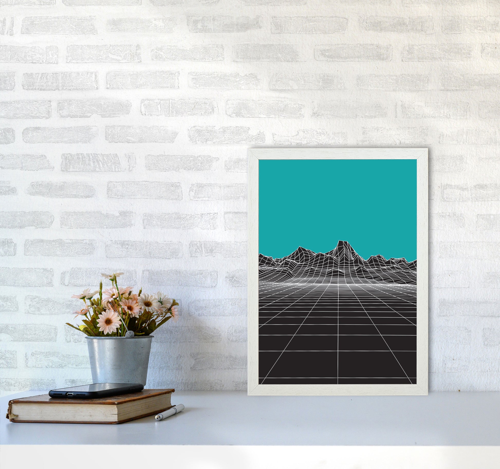 Line Mountains #3 Art Print by Jason Stanley A3 Oak Frame