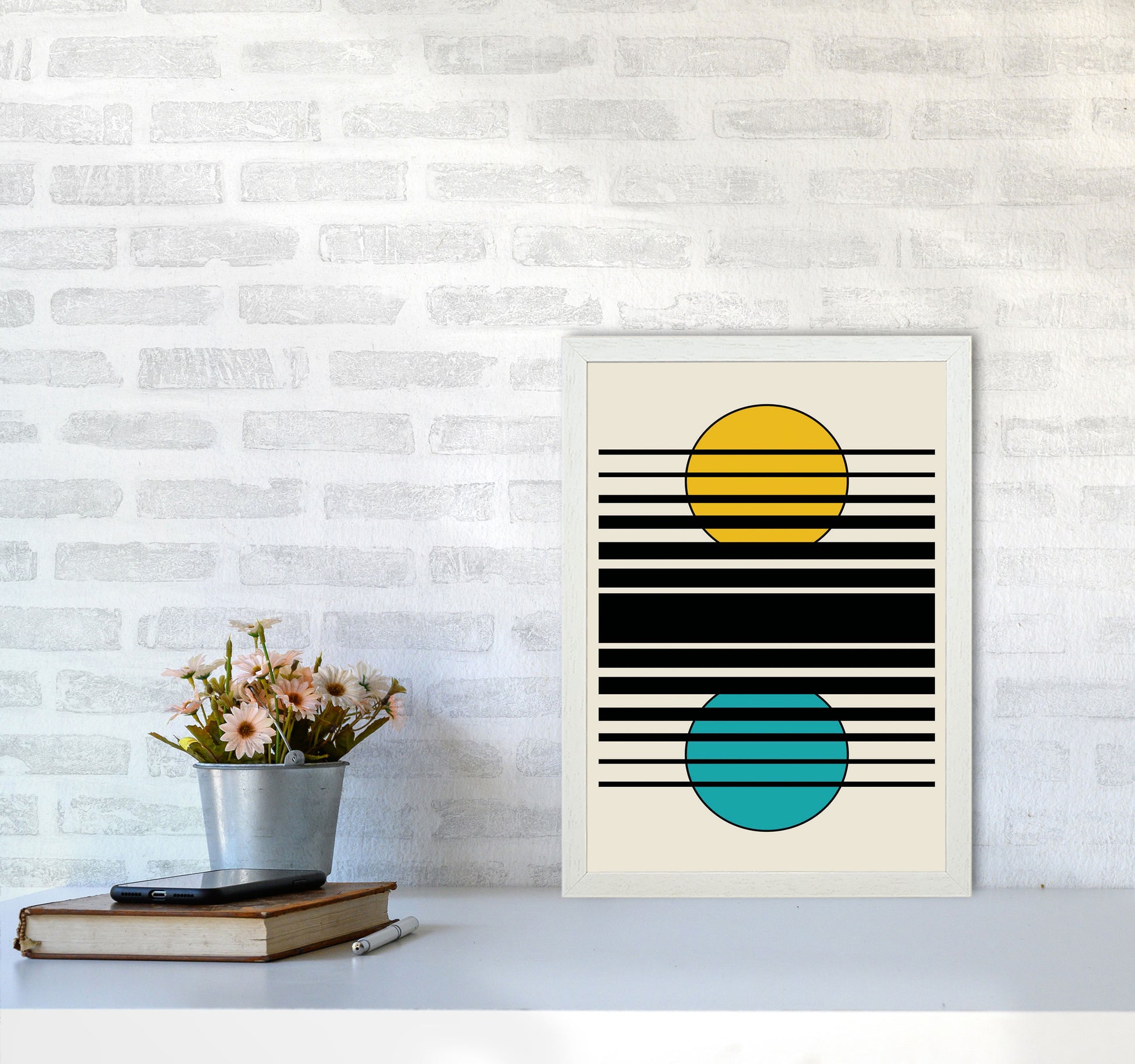 Geometric Suns III Art Print by Jason Stanley A3 Oak Frame