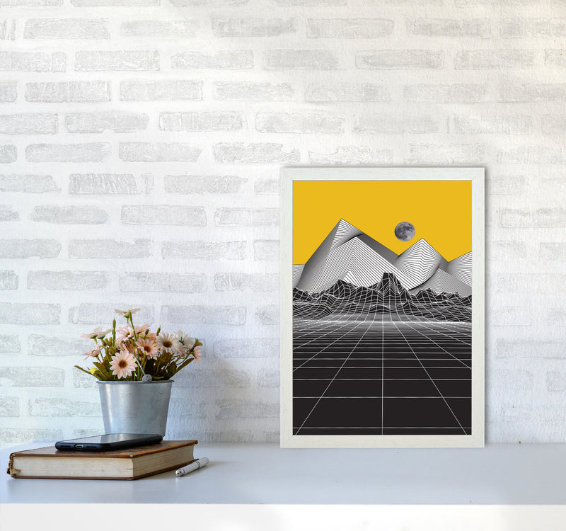Moon Rise Yellow Art Print by Jason Stanley A3 Oak Frame