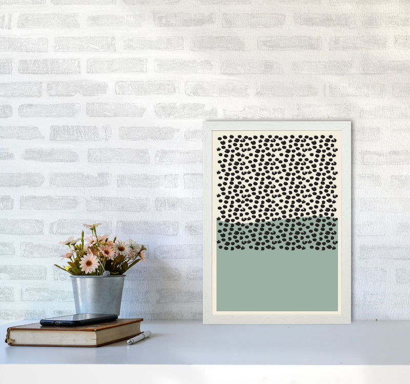 Green Midcentury Art Print by Jason Stanley A3 Oak Frame