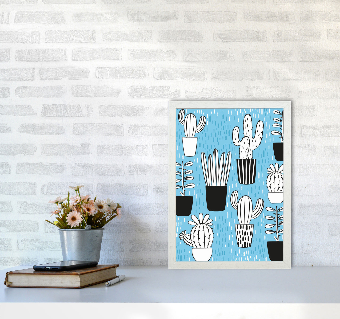 Cactus Vibes #1 Art Print by Jason Stanley A3 Oak Frame