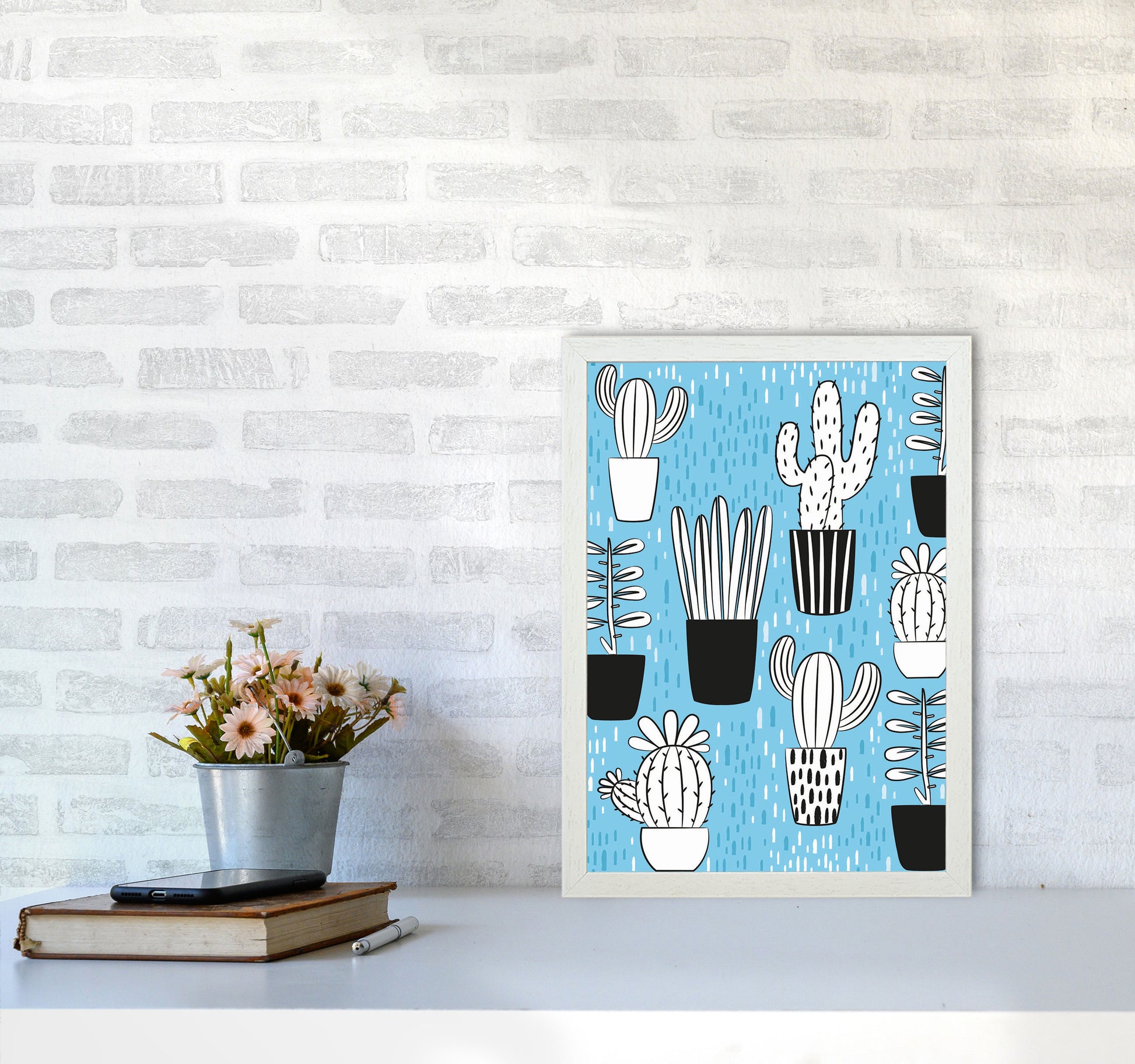 Cactus Vibes #1 Art Print by Jason Stanley A3 Oak Frame