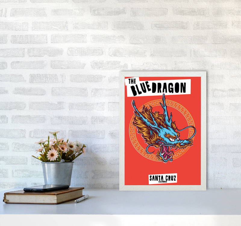 The Blue Dragon Art Print by Jason Stanley A3 Oak Frame