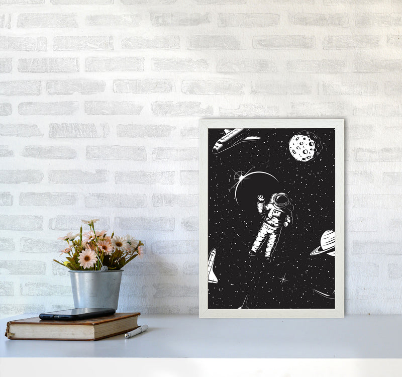 Hello Spaceman Art Print by Jason Stanley A3 Oak Frame