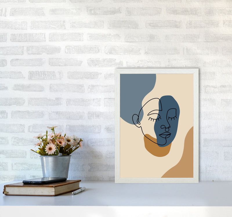 Abstract Face Art Print by Jason Stanley A3 Oak Frame