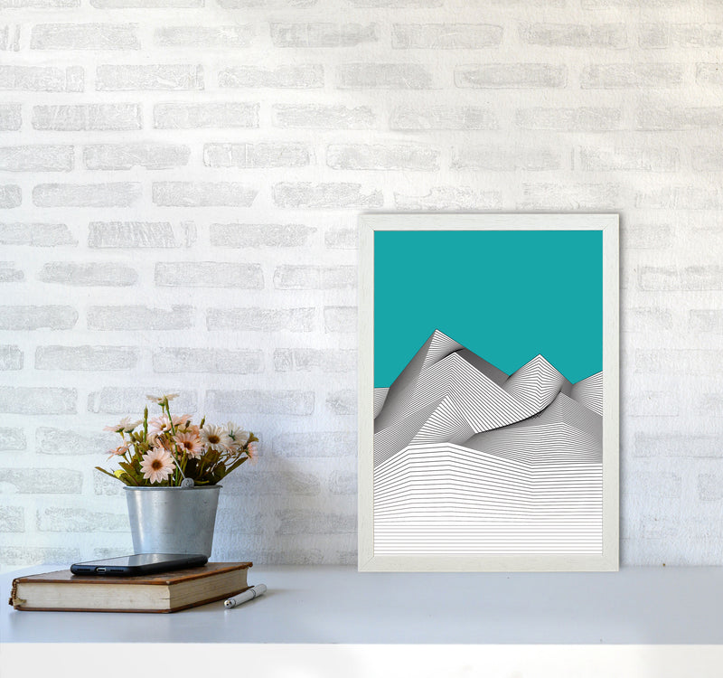 Blue Mountain Art Print by Jason Stanley A3 Oak Frame
