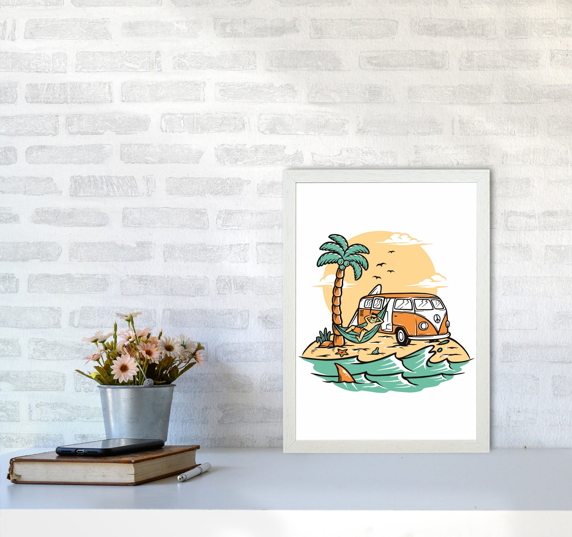 The Good Life Art Print by Jason Stanley A3 Oak Frame