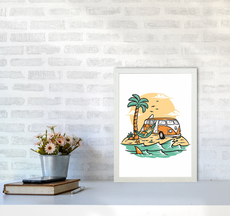 The Good Life Art Print by Jason Stanley A3 Oak Frame