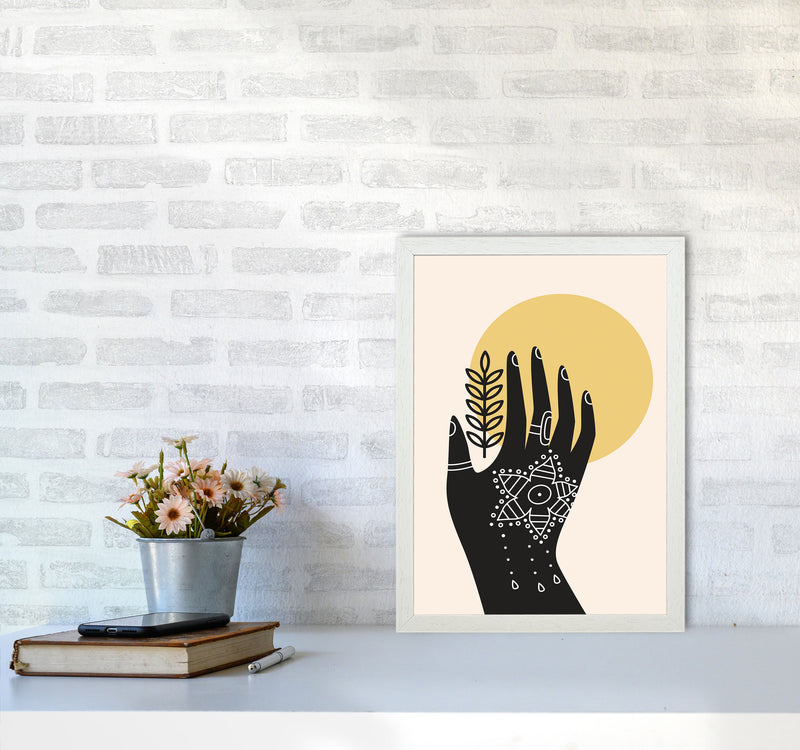 Abstract Hand Art Print by Jason Stanley A3 Oak Frame